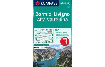 Hiking Maps Switzerland KOMPASS Wanderkarte 96 Bormio, Livigno, Alta Valtellina 1:50000 Kompass-Karten GmbH