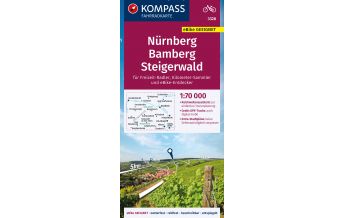 Radkarten KOMPASS Fahrradkarte 3328 Nürnberg, Bamberg, Steigerwald 1:70.000 Kompass-Karten GmbH