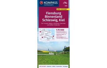 Cycling Maps KOMPASS Fahrradkarte 3310 Flensburg Binnenland, Schleswig, Kiel 1:70.000 Kompass-Karten GmbH