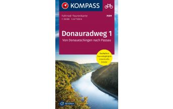 Radsport Fahrrad-Tourenkarte Donauradweg 1, Von Donaueschingen nach Passau Kompass-Karten GmbH