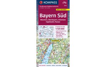 Radkarten KOMPASS Großraum-Radtourenkarte 3712 Bayern Süd, Oberbayern, Chiemsee, Ingolstadt, Passau, München 1:125.000 Kompass-Karten GmbH