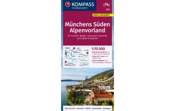 Cycling Maps KOMPASS Fahrradkarte 3337 Münchens Süden, Alpenvorland 1:70.000 Kompass-Karten GmbH