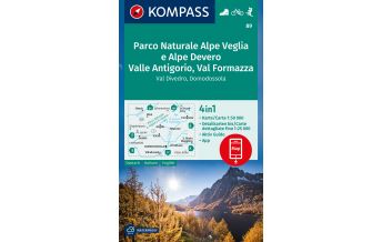 Hiking Maps Italy Kompass-Karte 89, Parco Naturale Alpe Veglia e Alpe Devero, Valle Antigorio, Val Formazza, Val Divedro, Domodossola 1:50.000 Kompass-Karten GmbH