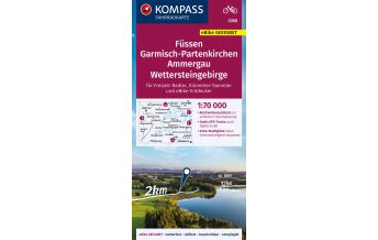 Radkarten KOMPASS Fahrradkarte 3350 Füssen, Garmisch-Partenkirchen, Ammergau, Wettersteingebirge 1:70.000 Kompass-Karten GmbH
