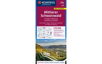 Radkarten KOMPASS Fahrradkarte 3368 Mittlerer Schwarzwald, Kinzigtal, Offenburg, Strasbourg 1:70.000 Kompass-Karten GmbH