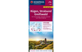 Radkarten Kompass Fahrradkarte 3319, Rügen, Stralsund, Greifswald 1:70.000 Kompass-Karten GmbH