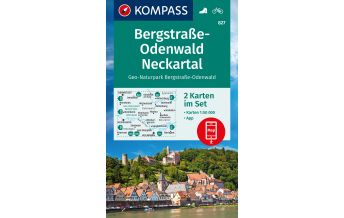 Wanderkarten Bayern Kompass-Kartenset 827, Bergstraße-Odenwald, Neckartal 1:50.000 Kompass-Karten GmbH