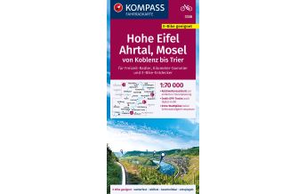 Radkarten Kompass-Fahrradkarte 3338, Hohe Eifel, Ahrtal, Mosel 1:70.000 Kompass-Karten GmbH