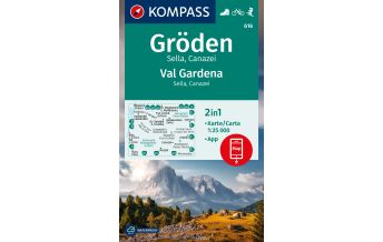 Hiking Maps South Tyrol + Dolomites Kompass-Karte 616, Gröden/Val Gardena, Sella, Canazei 1:25.000 Kompass-Karten GmbH