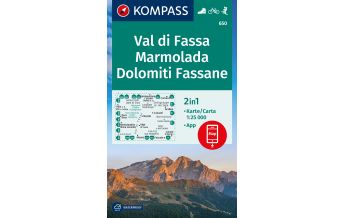 Hiking Maps South Tyrol + Dolomites Kompass-Karte 650, Val di Fassa / Fassatal, Marmolada, Dolomiti Fassane 1:25.000 Kompass-Karten GmbH