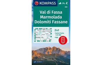 Wanderkarten Südtirol & Dolomiten Kompass-Karte 650, Val di Fassa / Fassatal, Marmolada, Dolomiti Fassane 1:25.000 Kompass-Karten GmbH