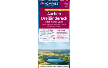 Cycling Maps KOMPASS Fahrradkarte 3324 Aachen, Dreiländereck, Eifel, Hohes Venn mit Knotenpunkten 1:70.000 Kompass-Karten GmbH