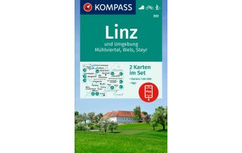 Wanderkarten Wien Kompass-Kartenset 202, Linz und Umgebung, Mühlviertel, Wels, Steyr 1:50.000 Kompass-Karten GmbH