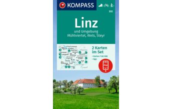 Hiking Maps Vienna Kompass-Kartenset 202, Linz und Umgebung, Mühlviertel, Wels, Steyr 1:50.000 Kompass-Karten GmbH