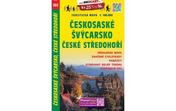 Wanderkarten Tschechien SHOcart Tourist Map 202, Českosaské Švýcarsko, České Středohoří 1:100.000 Shocart