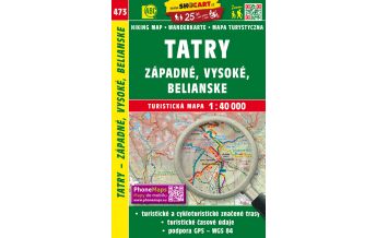 Hiking Maps Slovakia SHOcart Wanderkarte 473, Západné, Vysoké, Belianske Tatry 1:40.000 Shocart