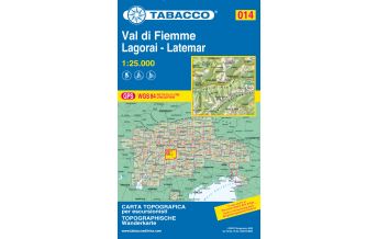 Skitourenkarten Tabacco-Karte 014, Val di Fiemme, Lagorai, Latemar 1:25.000 Tabacco