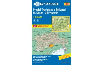 Mountainbike-Touren - Mountainbikekarten Tabacco-Karte 068, Prealpi Trevigiane e Bellunesi, Monte Cesen, Col Visentin 1:25.000 Tabacco