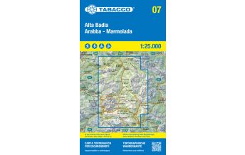 Hiking Maps South Tyrol + Dolomites Tabacco-Karte 07, Alta Badia/Gadertal, Arabba, Marmolada 1:25.000 Tabacco