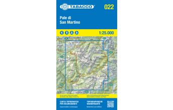 Hiking Maps Italy Tabacco-Karte 022, Pale di San Martino 1:25.000 Tabacco