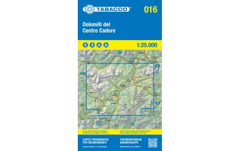 Ski Touring Maps Tabacco-Karte 016, Dolomiti del Centro Cadore 1:25.000 Tabacco
