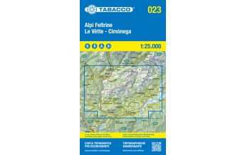 Skitourenkarten Tabacco-Karte 023, Alpi Feltrine, Le Vètte, Cimònega 1:25.000 Tabacco