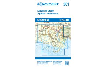 Wanderkarten Italien Tabacco-Karte 301, Laguna di Grado, Aquileia, Palmanova 1:25.000 Tabacco
