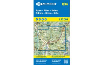 Wanderkarten Südtirol & Dolomiten Tabacco-Karte 034, Bozen/Bolzano, Ritten/Renon, Salten/Salto 1:25.000 Tabacco