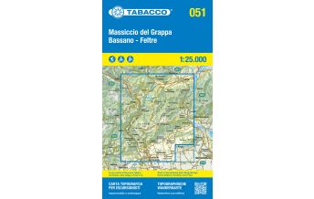 Mountainbike-Touren - Mountainbikekarten Tabacco-Karte 051, Massiccio del Grappa, Bassano, Feltre 1:25.000 Tabacco