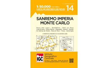 Wanderkarten Italien IGC-Wanderkarte 14, San Remo, Imperia, Monte Carlo 1:50.000 IGC