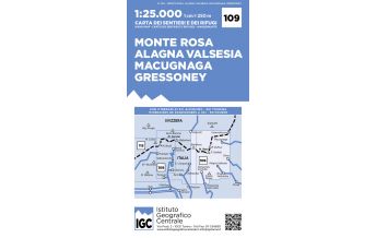 Wanderkarten Italien IGC Wanderkarte 109, Monte Rosa, Alagna, Macugnaga, Gressoney 1:25.000 IGC