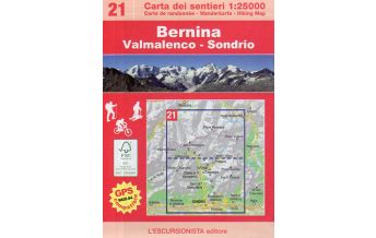Ski Touring Maps Escursionista-Karte 21, Bernina, Valmalenco, Sondrio 1:25.000 L'Escursionista
