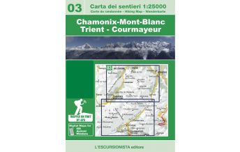 Hiking Maps Switzerland Carta dei sentieri 03, Chamonix-Mont-Blanc, Trient, Courmayeur 1:25.000 L'Escursionista