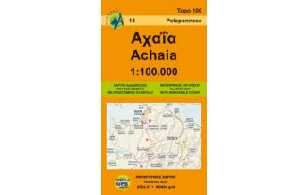 Road Maps Greece Anavasi Topo Map 100.13, Achaia (Peloponnes) 1:100.000 Anavasi
