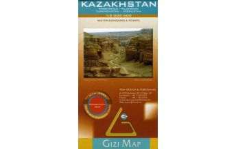 Straßenkarten Asien Kazakhstan, Kyrgyzstan, Tajikistan, Turkmenistan, Uzbekistan, Geographical Map Gizi Map