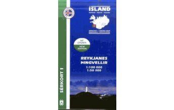 Wanderkarten Island Sérkort 1, Reykjanes, Þingvellir 1:100.000/1:50.000 Mal og menning