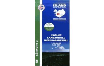 Hiking Maps Iceland Sérkort 3, Kjölur, Langjökull, Kerlingarfjöll 1:100.000/1:50.000 Mal og menning