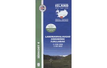 Hiking Maps Iceland Sérkort 4, Landmannalaugar, Þórsmörk, Fjallabak 1:100.000/1:50.000 Mal og menning