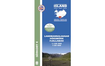 Wanderkarten Island Sérkort 4, Landmannalaugar, Þórsmörk, Fjallabak 1:100.000/1:50.000 Mal og menning