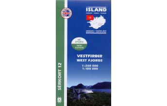 Hiking Maps Iceland Sérkort 12, Vestfirđir/West Fjords 1:200.000 / 1:100.000 Mal og menning