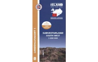 Road Maps Island - Landshlutakort Sudvesturland. South West Mal og menning