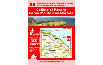 Hiking Maps Apennines Escursionista-Karte 98, Colline di Pesaro, Parco Monte San Bartolo 1:25.000 L'Escursionista