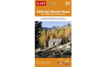 Wanderkarten Schweiz & FL 4Land Wanderkarte 382, Valli del Monte Rosa 1:25.000 4Land