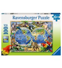 Children's Books and Games Ravensburger Kinderpuzzle - 10540 Tierisch um die Welt - Puzzle-Weltkarte für Kinder ab 6 Jahren, mit 100 Teilen im XXL-Format Ravensburger Spiele