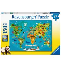 Children's Books and Games Ravensburger Kinderpuzzle - Tierische Weltkarte - 150 Teile Puzzle für Kinder ab 7 Jahren Ravensburger Spiele