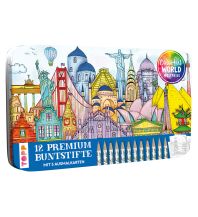 Children's Books and Games Colorful World Weltreise Designdose mit 12 Buntstiften Frech-Verlag GmbH + Co. Druck KG