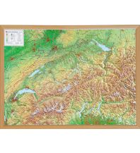 Schweiz groß mit Holzrahmen natur 1:500.000 georelief GbR