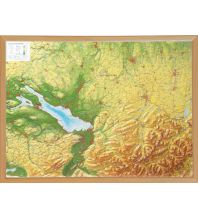 Reliefkarten Allgäu Bodensee groß mit Holzrahmen natur georelief GbR
