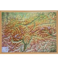 Reliefkarten Tirol gross mit Holzrahmen natur georelief GbR