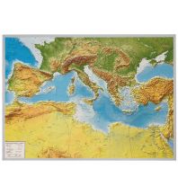 Raised Relief Maps 3D Reliefkarte Mittelmeer groß mit Alurahmen georelief GbR